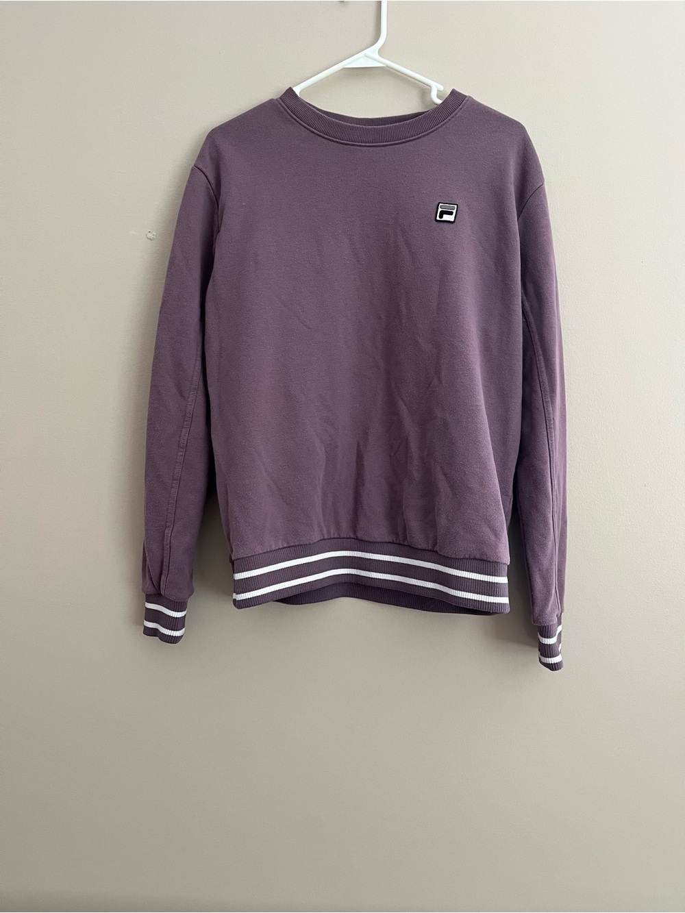 Fila Women's Crewneck Sweatshirt in Dusty Mauve with White Stripes